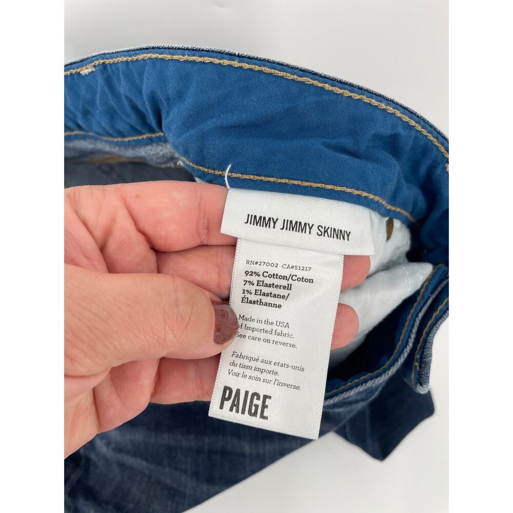 Paige Dark Denim Mid Rise Jimmy Jimmy Skinny Jeans Size 28 - Picture 11 of 12
